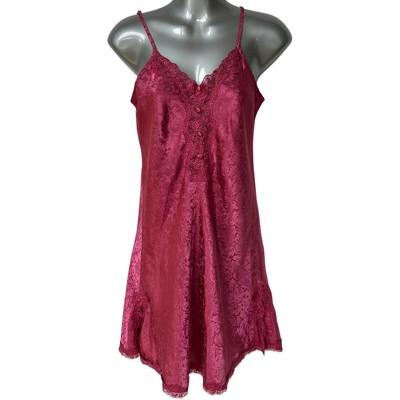 Vintage Jaclyn Smith Sleepwear Nightgown Magenta Floral Slip Dress Women's Small