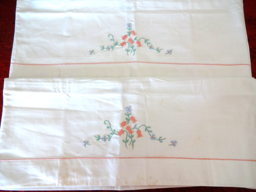 VINTAGE - aber neu - Paar Kissenbezüge DORMA bestickt Baumwolle