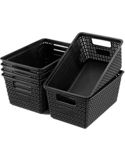 Set of 6 Baskets For Organizing, Plastic Storage Bins and Small Basket for Or...