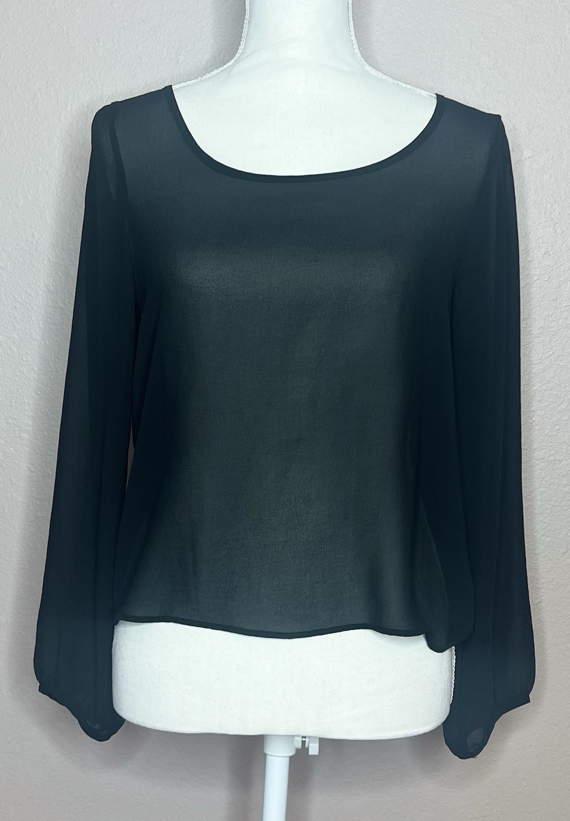 SS SIS SIS Black Semi Sheer Long Sleeve Top Women’s Size Medium