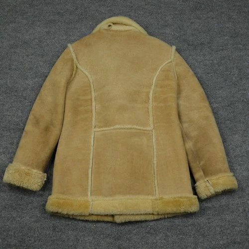 Vintage Buckboard Jacket Mens 38 Tan Shearling Suede Leather Western Coat image 8