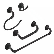 4-Piece Bath Hardware Set with Towel Bar Hand Towel Holder Toilet Paper Holder T