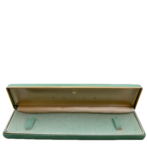 Vintage Rolex Elongated Aqua Green Ladies Wristwatch Box Plastic & Felt Lined - Picture 2 of 8