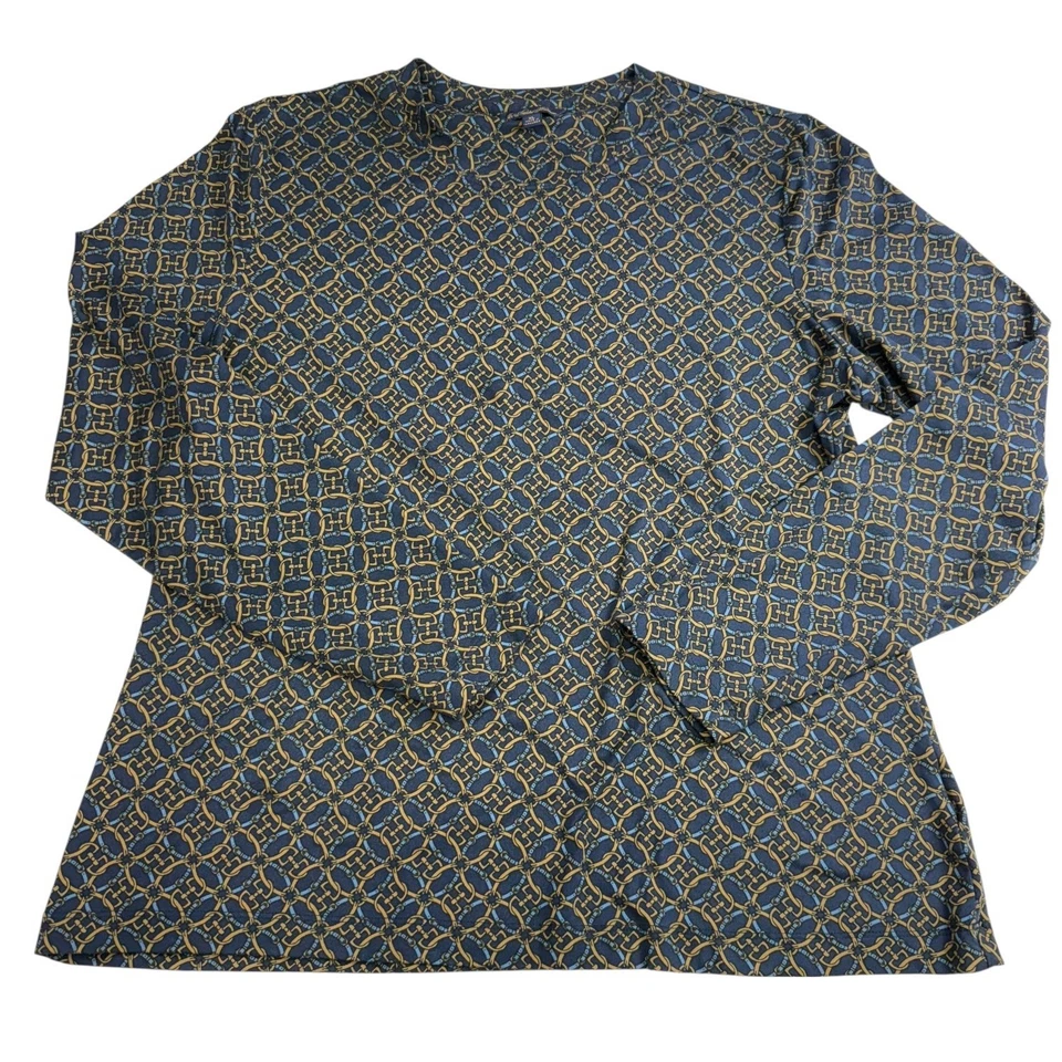 Blusa Brooks Brothers XL corrente equestre estampa bit azul marinho ouro manga longa - Imagem 2 de 4