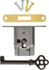Full Mortise Lock with Plate and Skeleton Key for Right Hand Cabinet Door, Desk