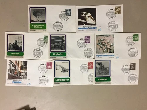 Eight INDUSTRY Germany fdc with high value stamps.Mi 92 euro