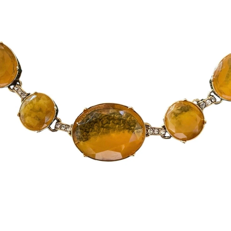 ANN TAYLOR Grueso Ámbar Oro Amarillo Cobujón Declaración Audaz Collar Foto 2 de 4