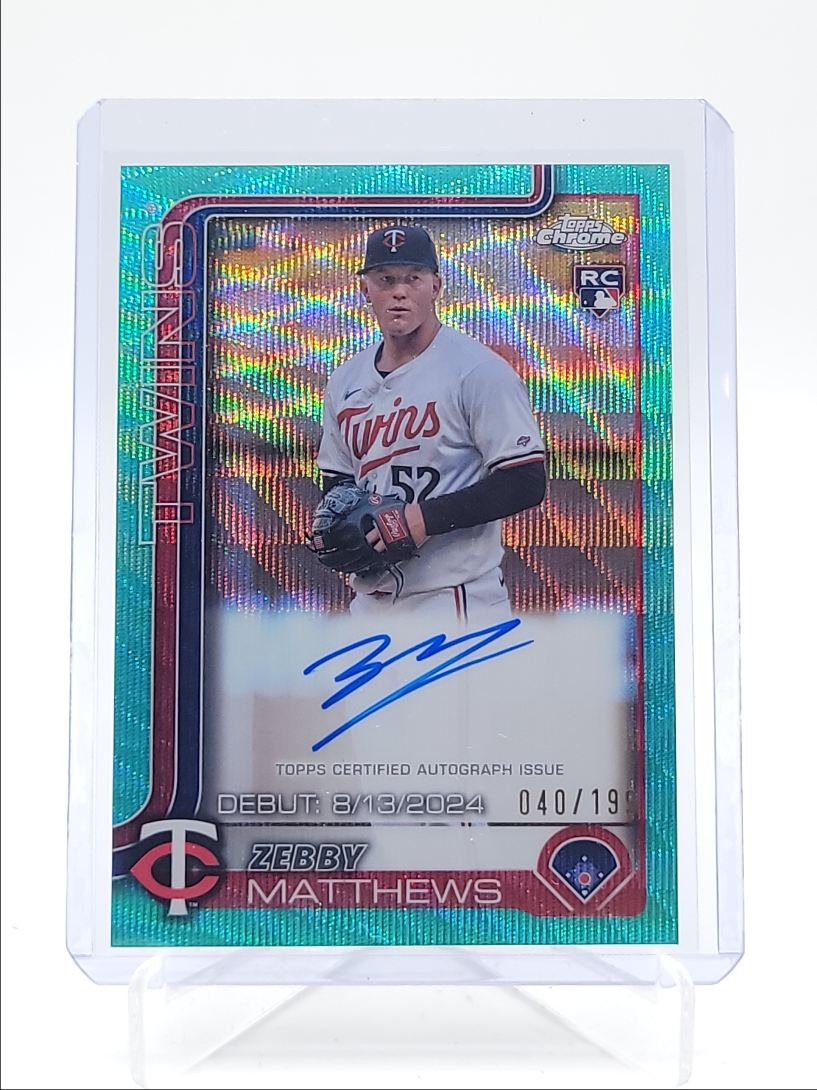 ZEBBY MATTHEWS 2025 TOPPS CHROME ROOKIE DEBUT AQUA WAVE B RC AUTO /199 Q3917
