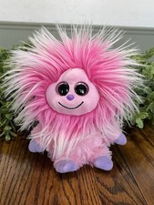 TY Beanie Boo Frizzys Kink Plush 7" Pink Furry Monster Stuffed Animal