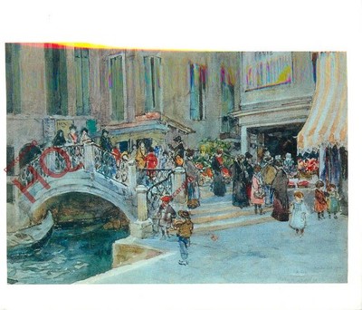 Ansichtskarte:;Venedig, Kanalbrücke und Obststand, Charles Robert Goff