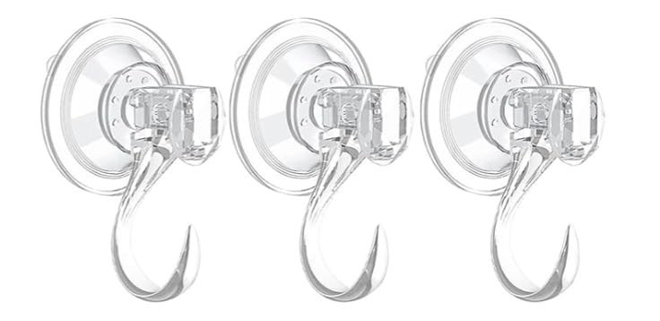 Clear Suction Cup Wreath Hooks Heavy Duty Reusable Wall Mount 3 Pcs