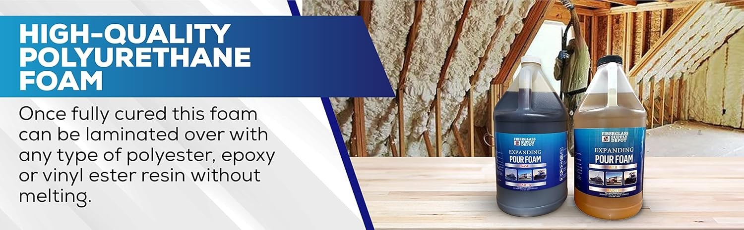 6 Lb. Density Expanding Pour Foam, 2 Part Polyurethane Closed Cell Clear 