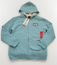 Quiksilver fleece hoodie jacket boys MEDIUM 10/12 sherpa lined full zip blue