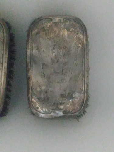 Vintage Antique Sterling Silver Vanity Set of 2 Brushes 'R' Monogram See Photos - Picture 5 of 24