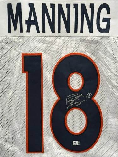 Peyton Manning Signed Denver Broncos Football Jersey 2x SB Champ GA COA NFL HOF