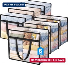6 Pack Clear Zippered Storage Bags for Clothes,40L Closet Organizers and Storage