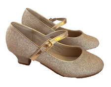 EIGHT M KIDS 7015 MINERVA GOLD GLITTER MARY JANE PUMPS SIZE 34 NEW