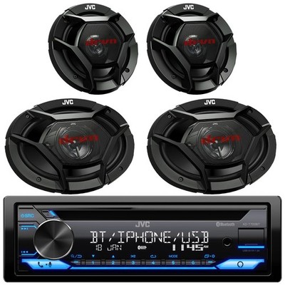 JVC KD-T720BT Single DIN Receiver, 2x 6x9'' 500W Speakers, 2x 6.5'' 2-Way Speakers