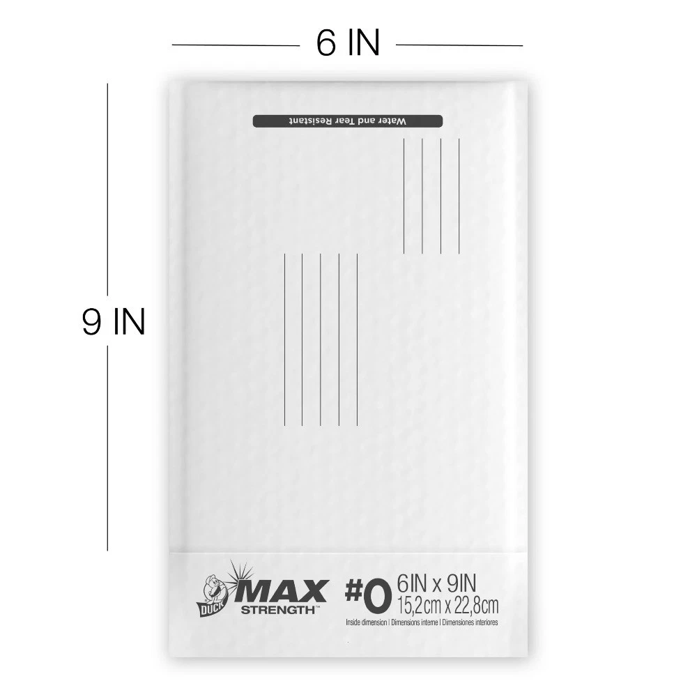 Max Strength Self-Sealing Poly Bubble Mailer #0, 6 x 9, Solid White, 25 - thumbnail 6