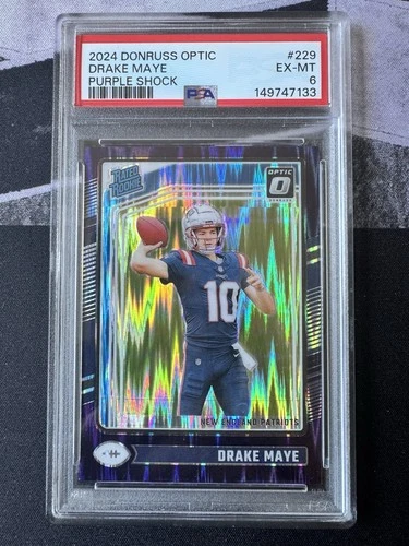 2024 Panini Donruss Optic - Rated Rookie Drake Maye #229 Purple Shock Prizm (RC)