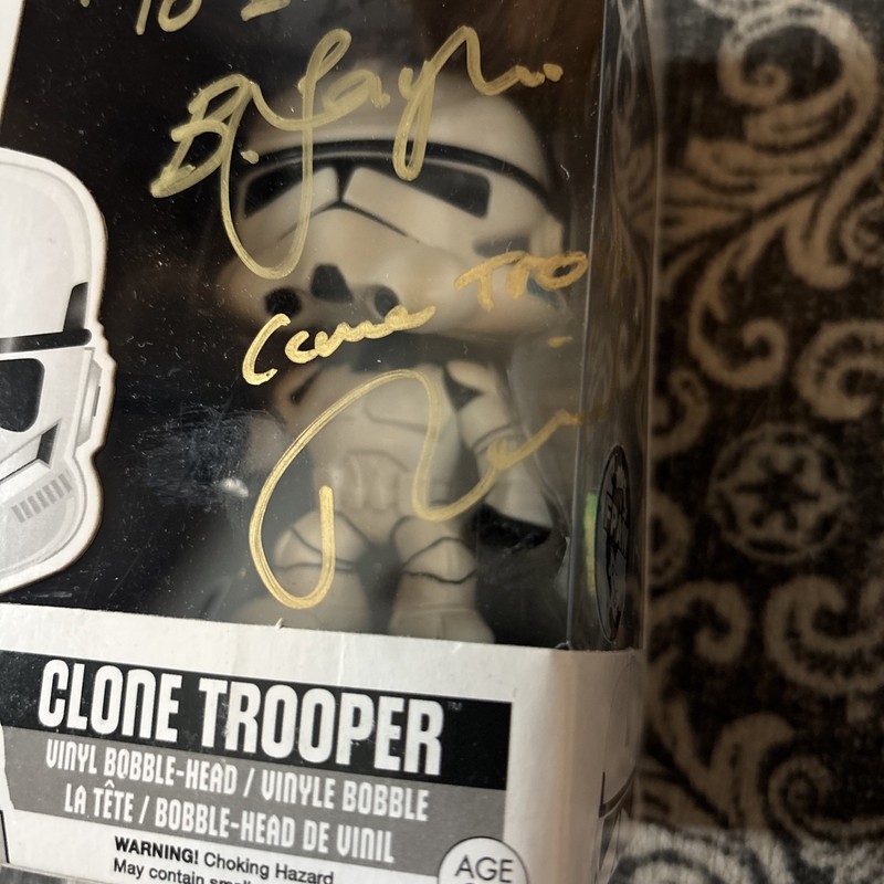 Dual Signed Bodie Taylor And Richard Stride Clone Trooper Funko Pop Star Wars