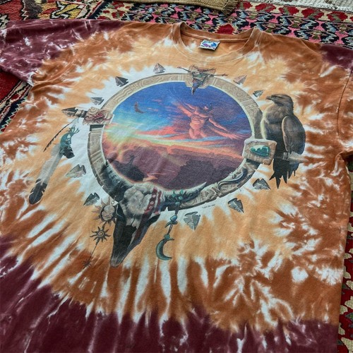 Vtg Liquid Blue Southwest Aztec Tie-Dye Shirt Kokopelli Native Graphic size XL - Bild 3 von 11
