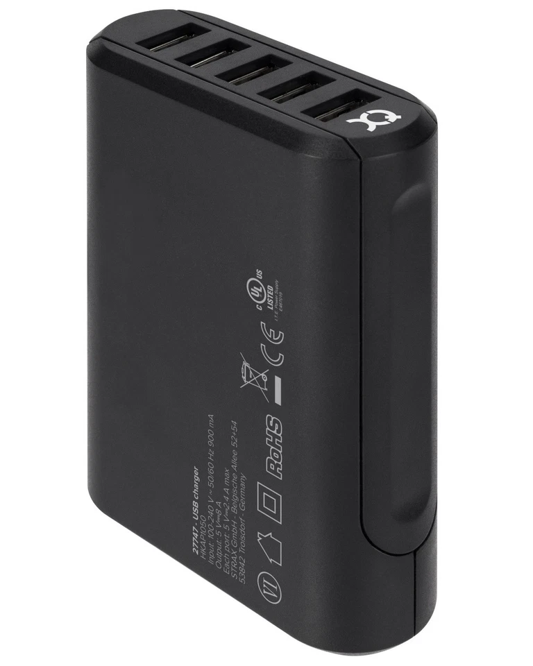 XQISIT Schnell Ladegerät 5-Fach 8A Netzteil 5x USB-A-Buchse Desktop Ladestation - Bild 4 von 4