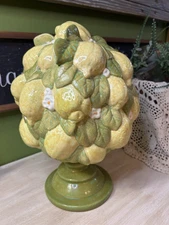 Vintage MCM Ceramic Lemon Topiary Approx 11" Tall 9" Wide Granny Core Retro Tree