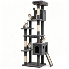 70-Inch Cat Scratch Tower for Large Cats, Multi-Level Heavy Duty Cat Tree