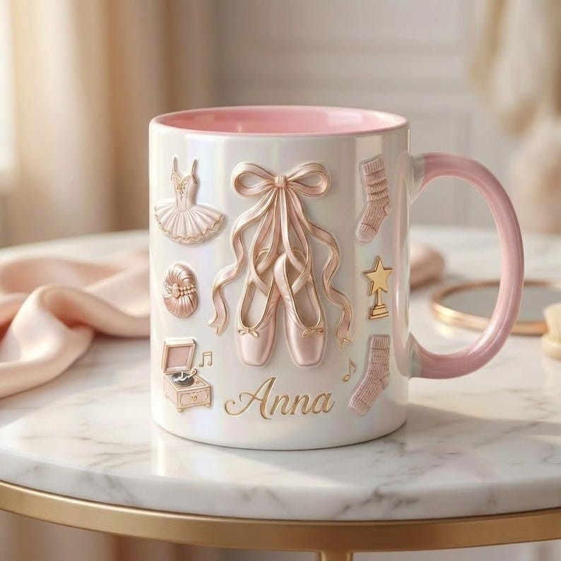 Taza de cerámica de ballet personalizada, vajilla personalizada para amantes del ballet tamaño 11-15 OZ