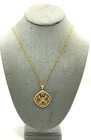 DO48 Vintage925 Sterling Silver Gold Tone Filigree CZ Statement Pendant Necklace — photo 1