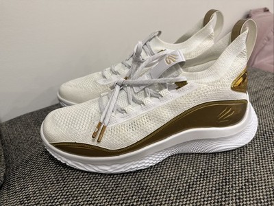 Under Armour Curry 8 '24K' White Gold Basketball Shoes 3024124-101 Sz 11.5 Rare