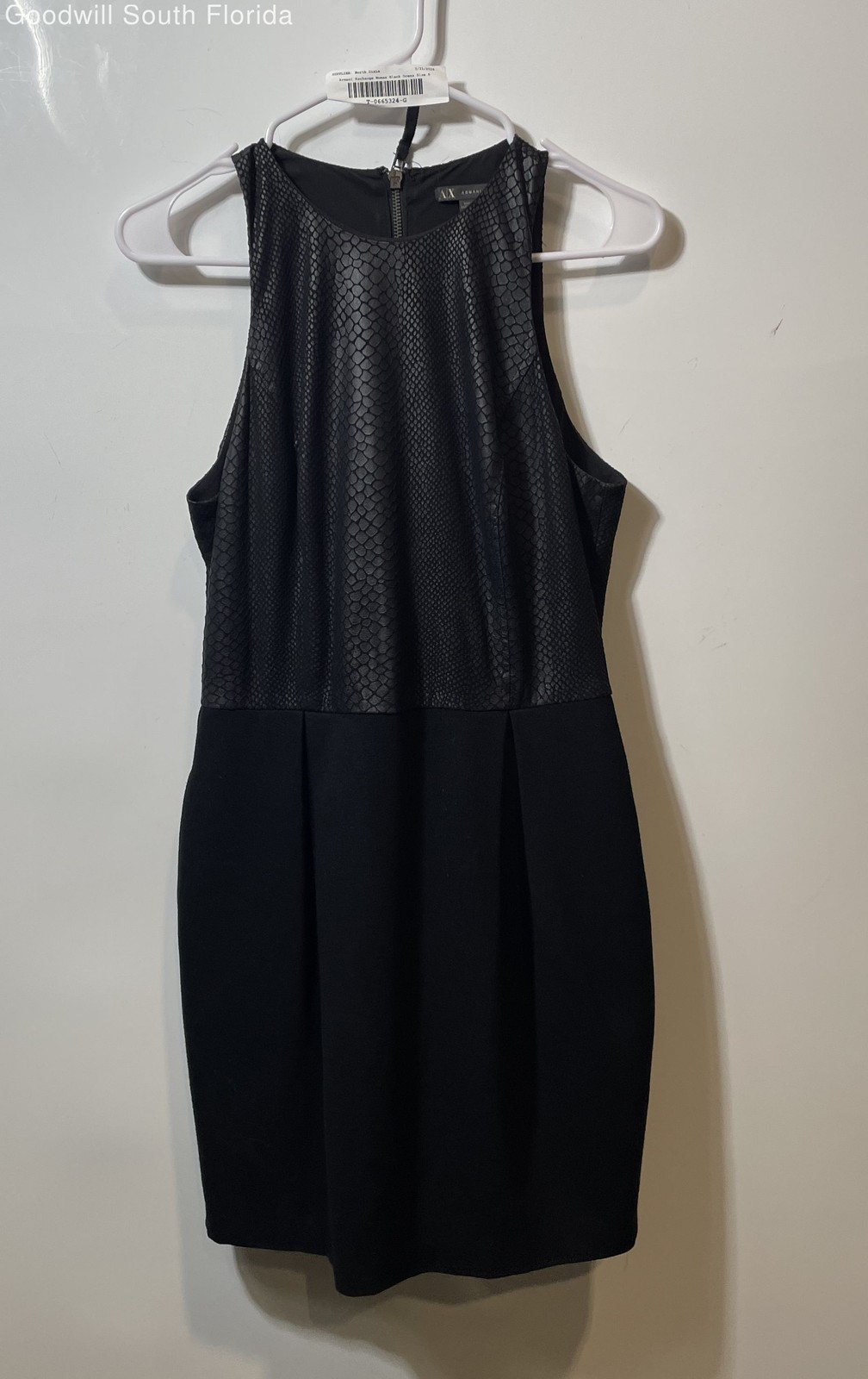 Armani Exchange Womens Black Back Zip Sleeveless Mini Dress Size 6