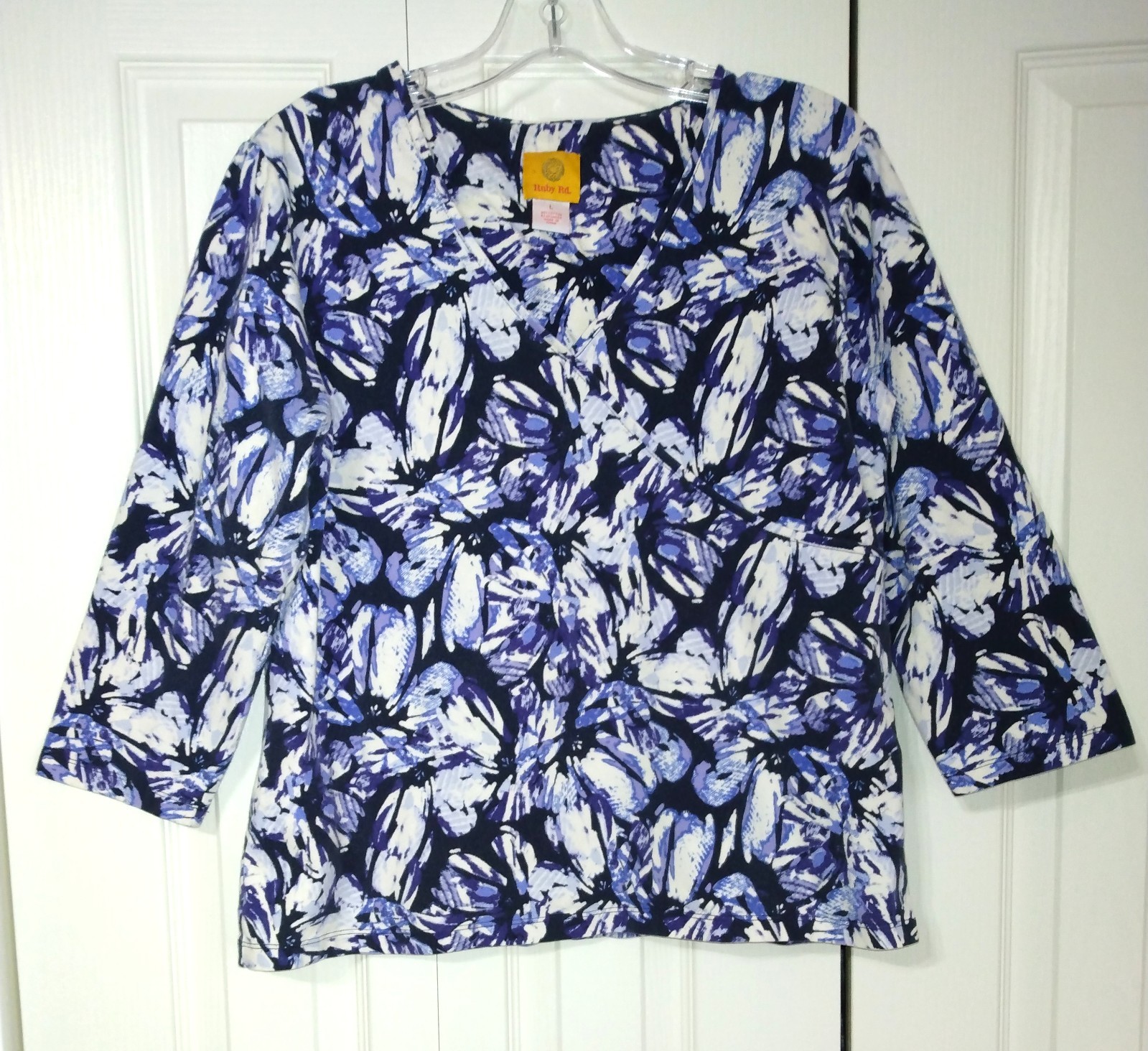 RUBY RD size L large pullover cotton knit top abs… - image 1