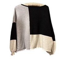 Multicolor Colorblock Knit Sweater SIZE LARGE Drop-Shoulder