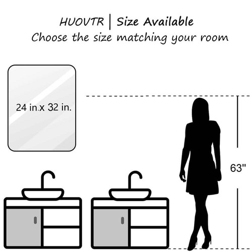 24 in. W x 32 in. H Matte Black Metal Framed Rounded Corner Rectangular Wall - Bild 3 von 8