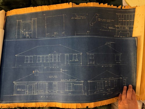 Vintage Architectural Drawings Blueprints 1930s Los Angeles Home For Framing
