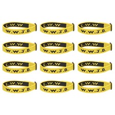 12Pcs W.W.J.D Bracelets, Christian Gifts Wristbands, Yellow