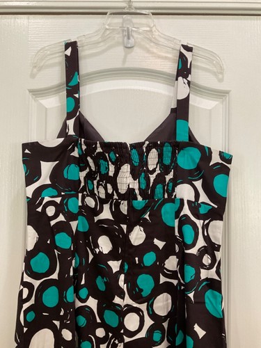 R K Originals Sundress Size 16 Black White Green Circles Back Zip Wide Strap F46 - Picture 5 of 9