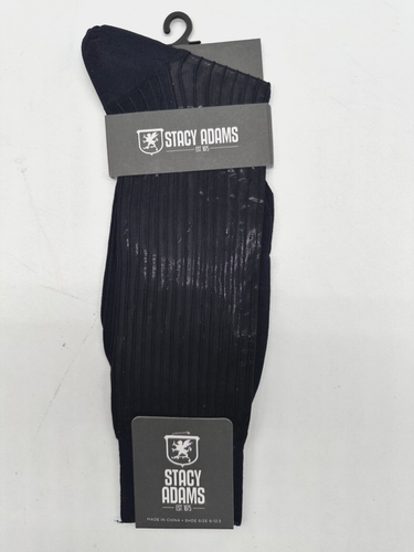 ONE PAIR NEW WITH TAG STACY ADAMS NYLON SLIKY RIBBED MEN'S CREW DRESS SOCKS - Picture 32 of 37