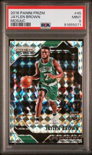 2016 Panini Prizm MOSAIC PRIZM Jaylen Brown ROOKIE #45 PSA 9 CELTICS MINT