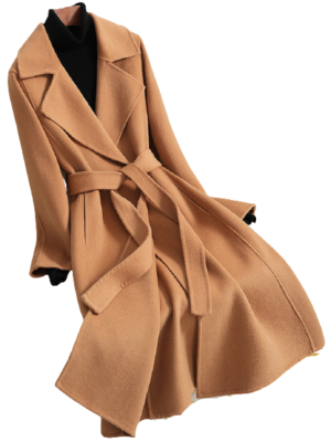 100% Cashmere Women Winter Wool Coats Belt Lapel Outerwear 100% Cashmere Women Winter Wool Coats Belt Lapel Outerwear