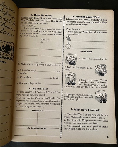 Vintage 1962 UNUSED The Practice Workbook of Spelling Grade 3 Workbook - Picture 4 of 7