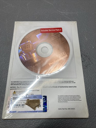 MICROSOFT WINDOWS 2000 PROFESSIONAL FULL OPERATING SYSTEM MS WIN PRO=NEW SEALED= - Picture 2 of 4