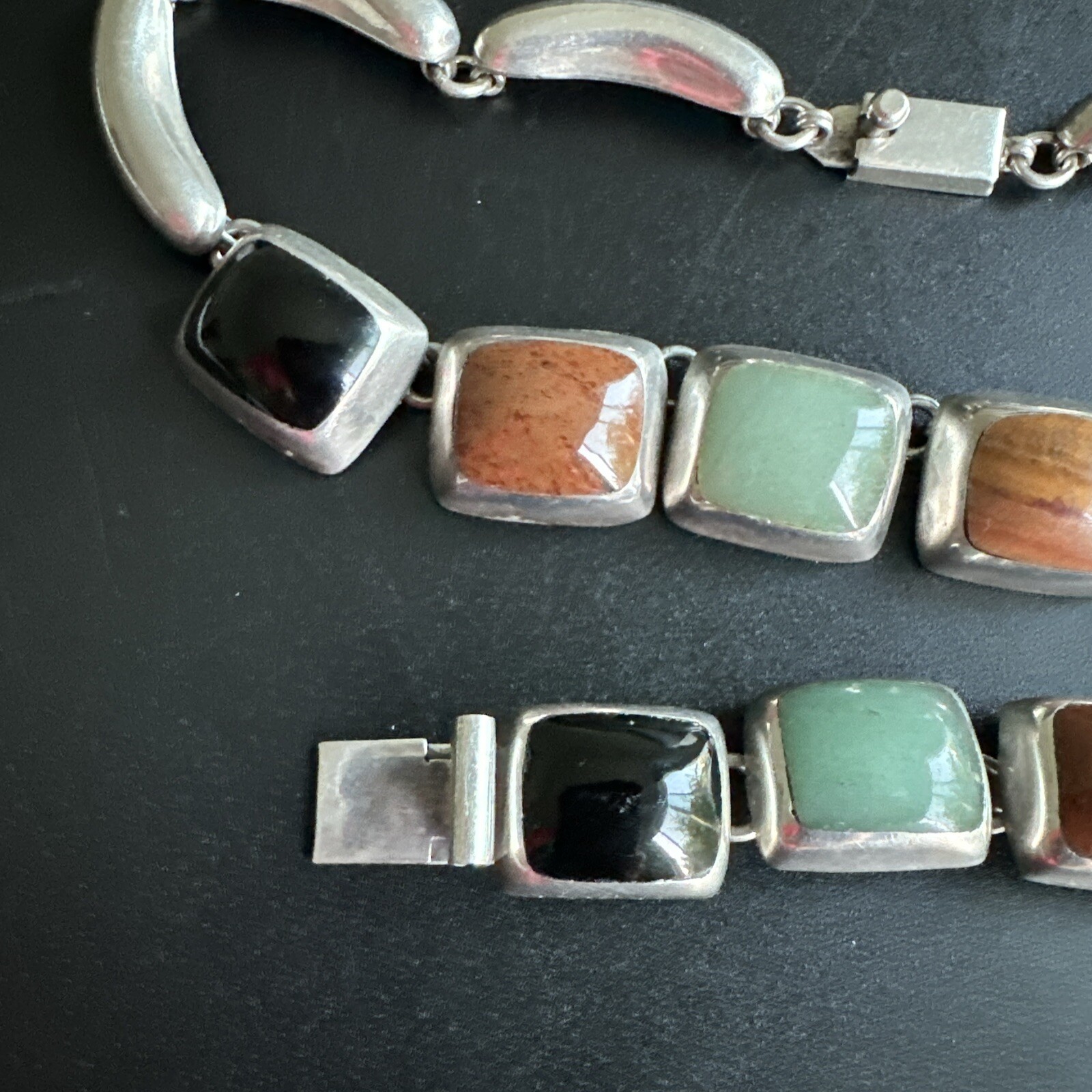 925 Sterling Silver Cabochon Multi Gemstones Neck… - image 5