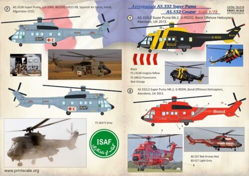 Stampa Scala 72-218 "Decalcomania bagnata per AS-332 Super Puma AS-532 Cougar" Decalcomanie 1/72 - Foto 3 di 24