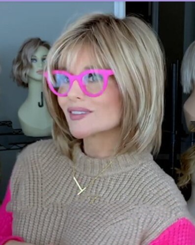 Short Bob Wigs with Bangs Fashion Blonde & Brown Straight Hair Costume Party Wig - Picture 2 of 15