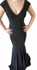 Betsy  Adam Black Sleeveless Gown Slinky Mermaid Open Back Prom 6