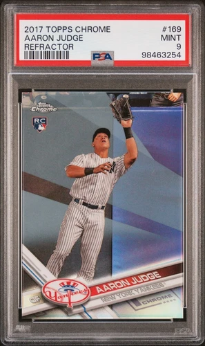 2017 Topps Chrome AARON JUDGE 169 RC Rookie Catching Refractor - PSA 9 - MINT