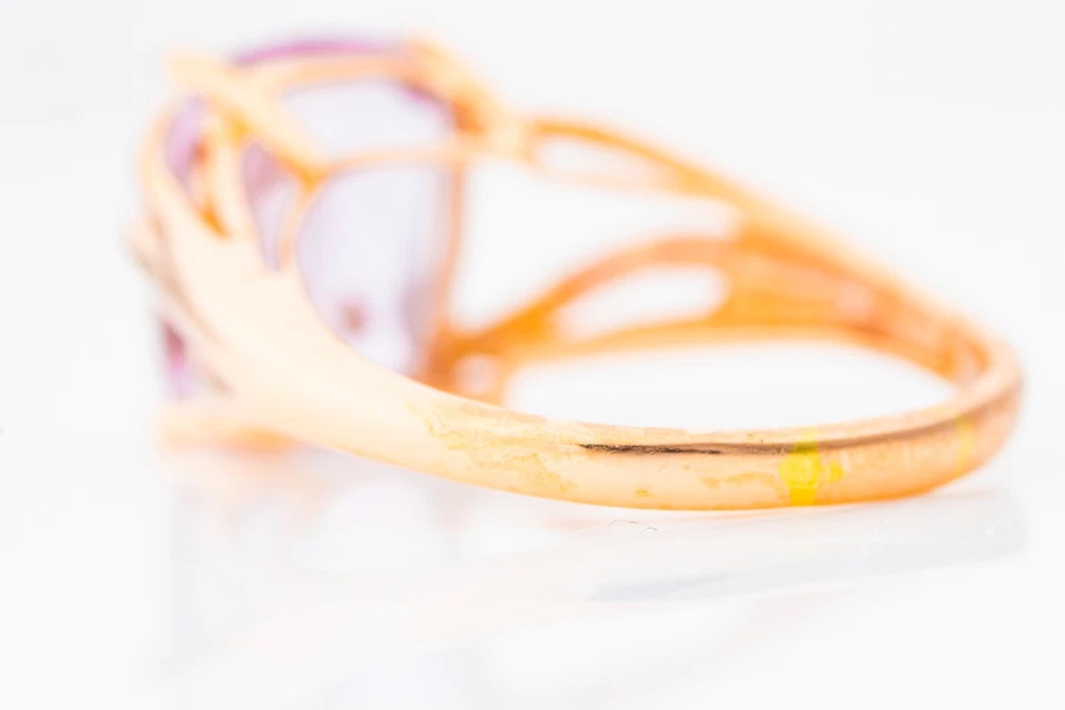 CA19  Modern Rose Gold Free-Form Amethyst Cocktail Ring, Size 9, 12x10mm Stone - Image 4 of 4